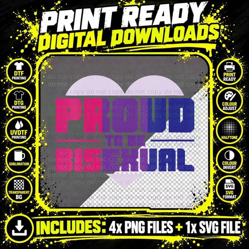 Pride Month Proud to Be Bisexual LGBT Flag Png SVG Digital Bundle