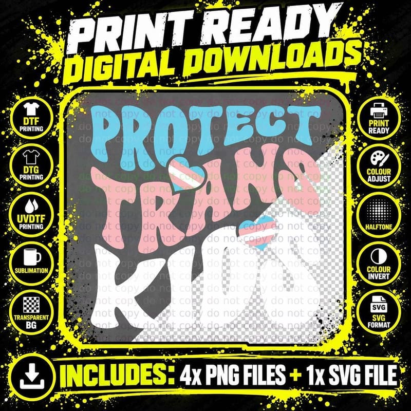 Protect Trans Kids - LGBT Pride T-Shirt Png SVG Digital Bundle