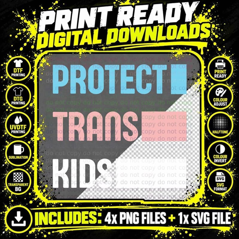 Protect Trans Kids LGBT Support LGBT Pride Transgender Png SVG Digital Bundle