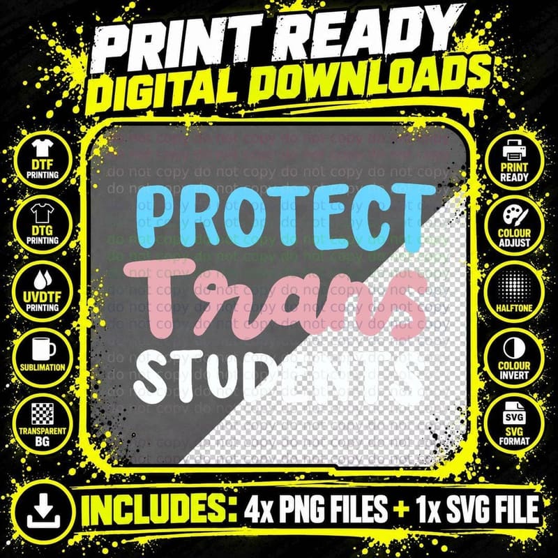 Protect Trans Kids Students Transgender LGBT Pride Ally Png SVG Digital Bundle