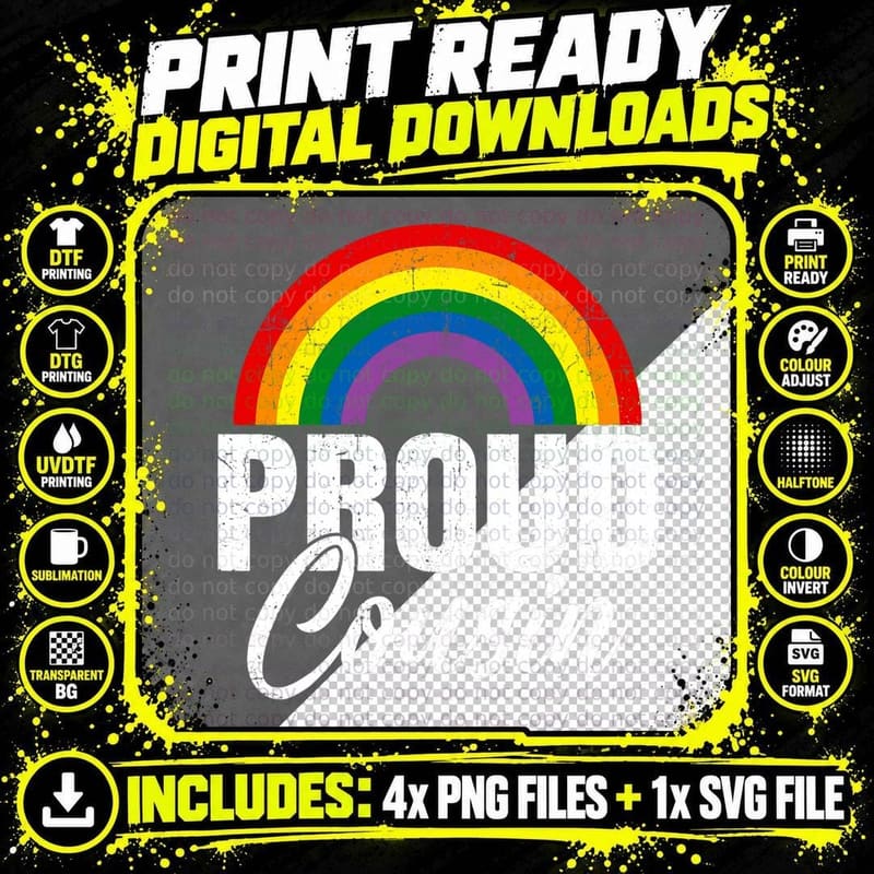 Proud Cousin Ally LGBT Lesbian Gay Pride Month LGBTQ Png SVG Digital Bundle
