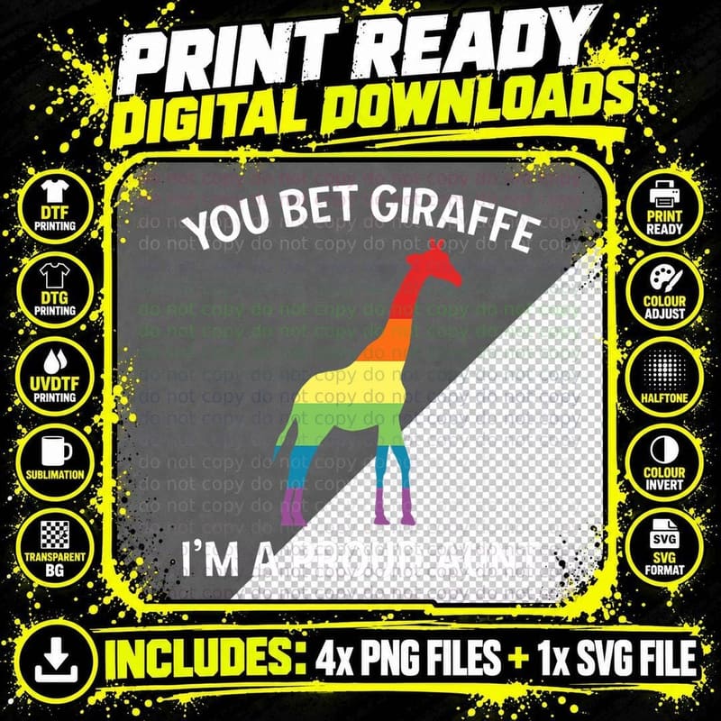 Proud LGBT Aunt T-Shirt Gay Pride Niece Nephew Tee Png SVG Digital Bundle