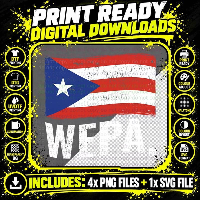 Proud Puerto Rican Wepa Puerto Rico Flag Latino Pride Png SVG Digital Bundle