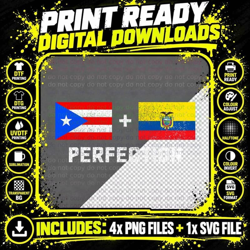 Puerto Rico Ecuador Pride Puerto Rican Ecuadorian Flag Png SVG Digital Bundle