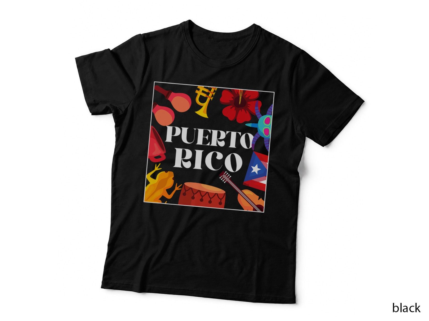 Puerto Rico Flag Flower Amapola Coquí Vejigante Pride T-Shirt
