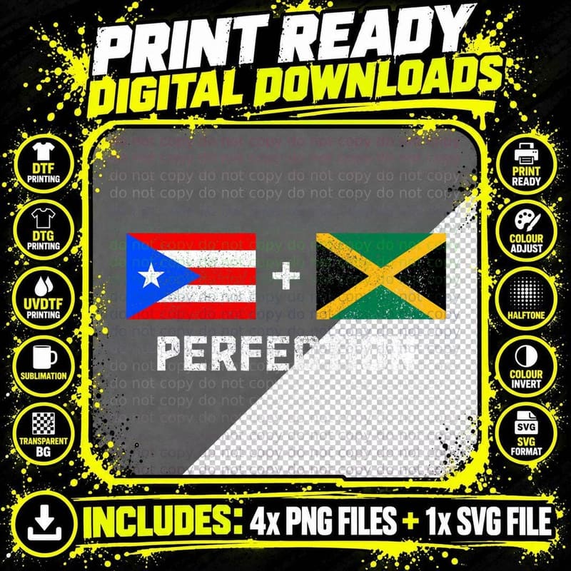 Puerto Rico Jamaica Pride Puerto Rican Jamaican Flag Png SVG Digital Bundle