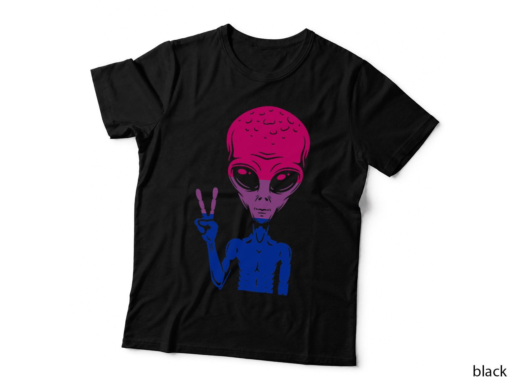 Rainbow Alien Peace Sign Bisexual LGBT-Q Gay Pride Gaylien T-Shirt