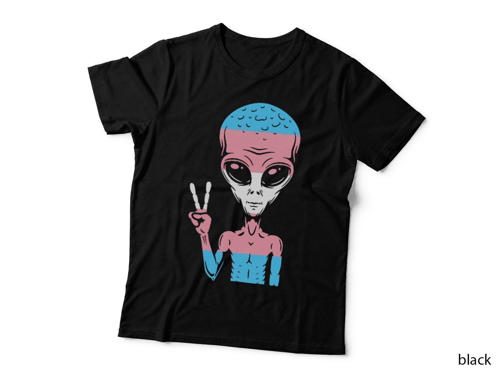 Rainbow Alien Peace Sign Trasngender LGBTQ Gay Pride Gaylien T-Shirt