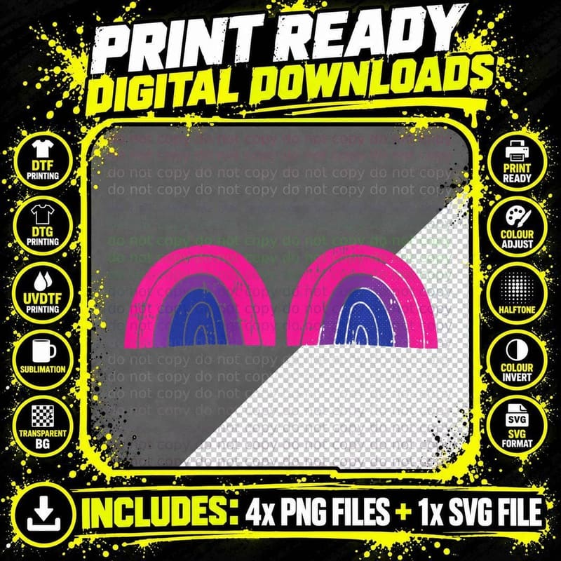 Rainbow Boob Bisexual Pride Flag Proud LGBT-Q Ally Png SVG Digital Bundle