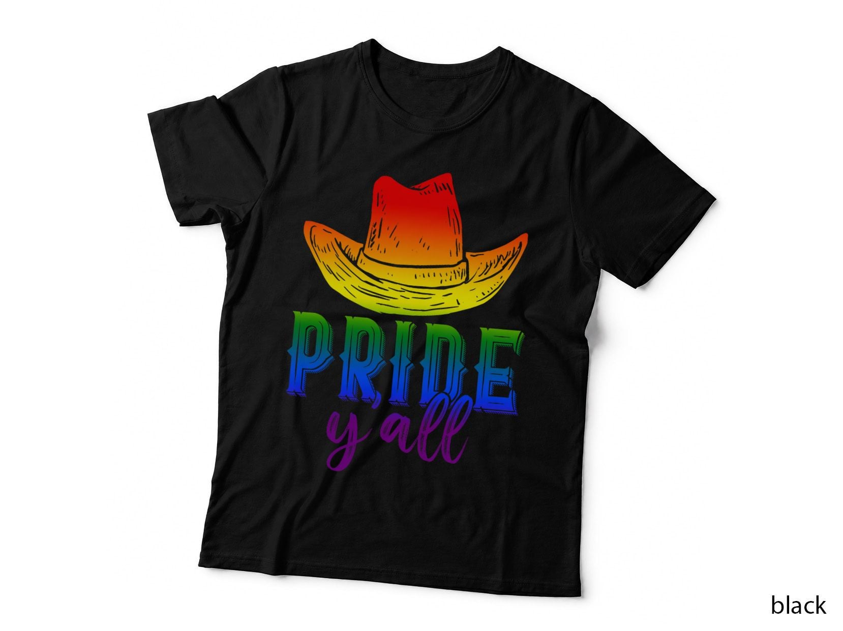 Rainbow Cowboy Hat LGBT Gay Pride Flag Rodeo Cowboy T-Shirt