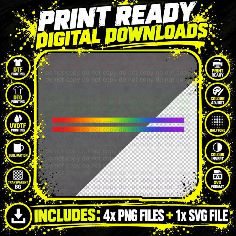 Rainbow Stripes Subtle Pride Stuff LGBT Gay Rights Png SVG Digital Bundle