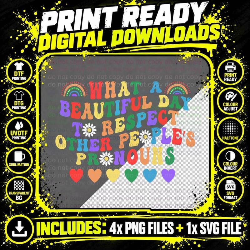 Respect Other People's Pronouns LGBT Lesbian Gay Pride Png SVG Digital Bundle