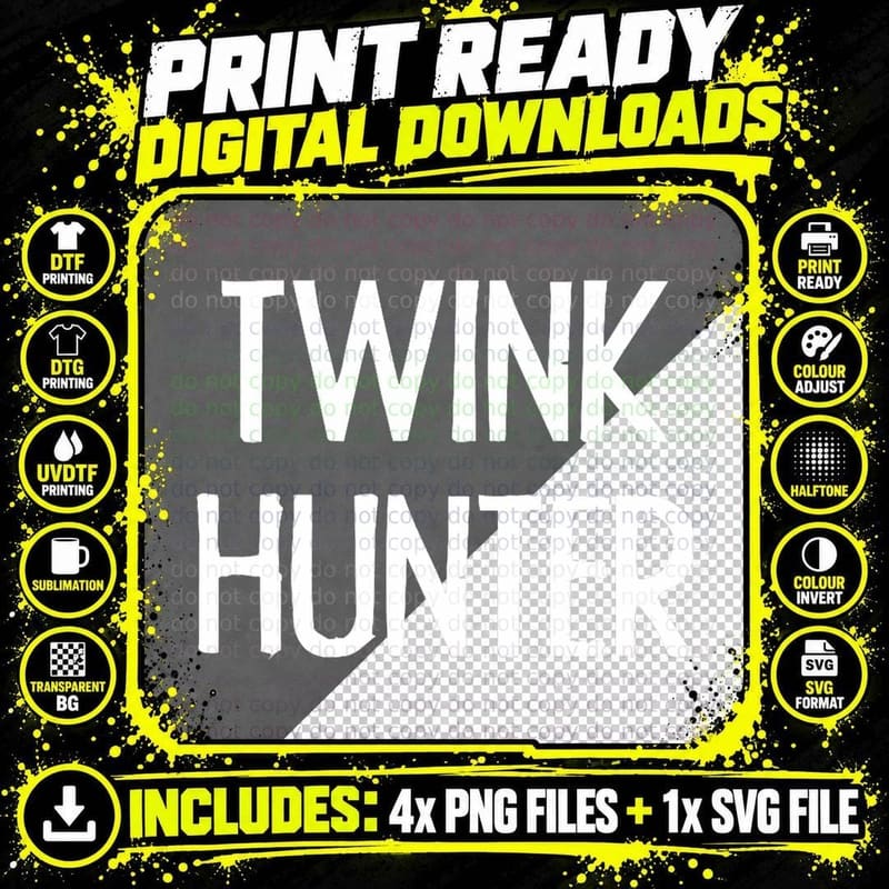 Retro Funny Gay Pride Tee Twink Hunter LGBT T-Shirt Png SVG Digital Bundle