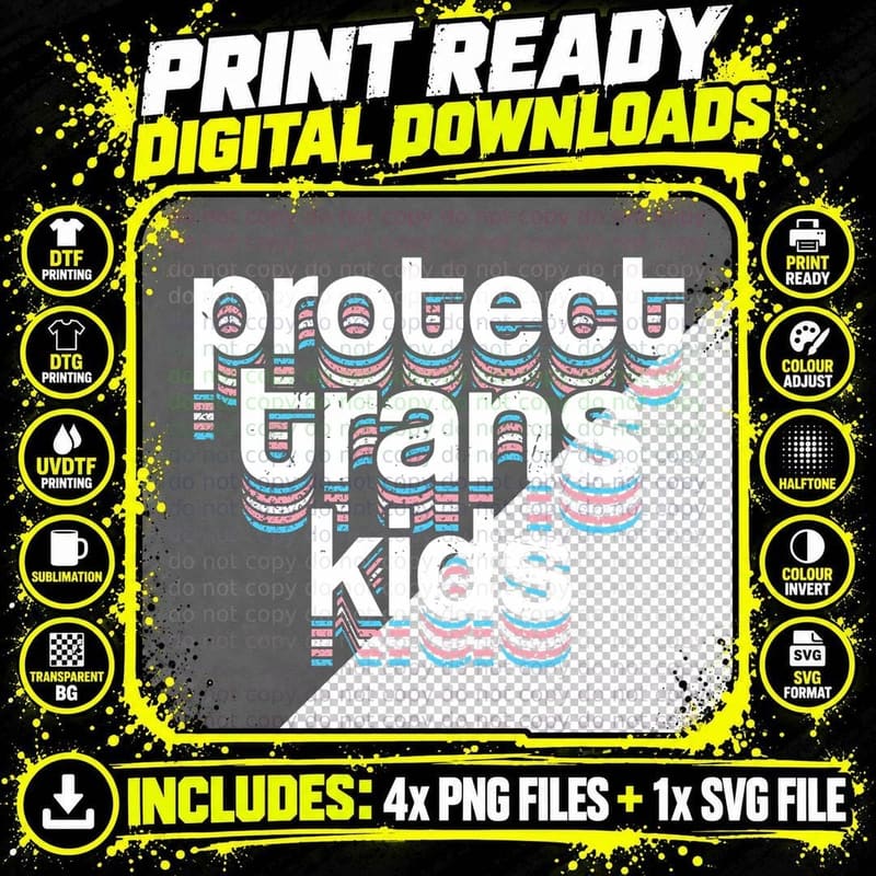 Retro LGBT Support Protect Trans Kid LGBT Pride Funny Png SVG Digital Bundle