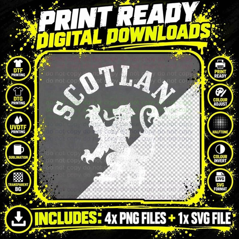Scotland Vintage Lion Scottish Pride Gift UK Png SVG Digital Bundle