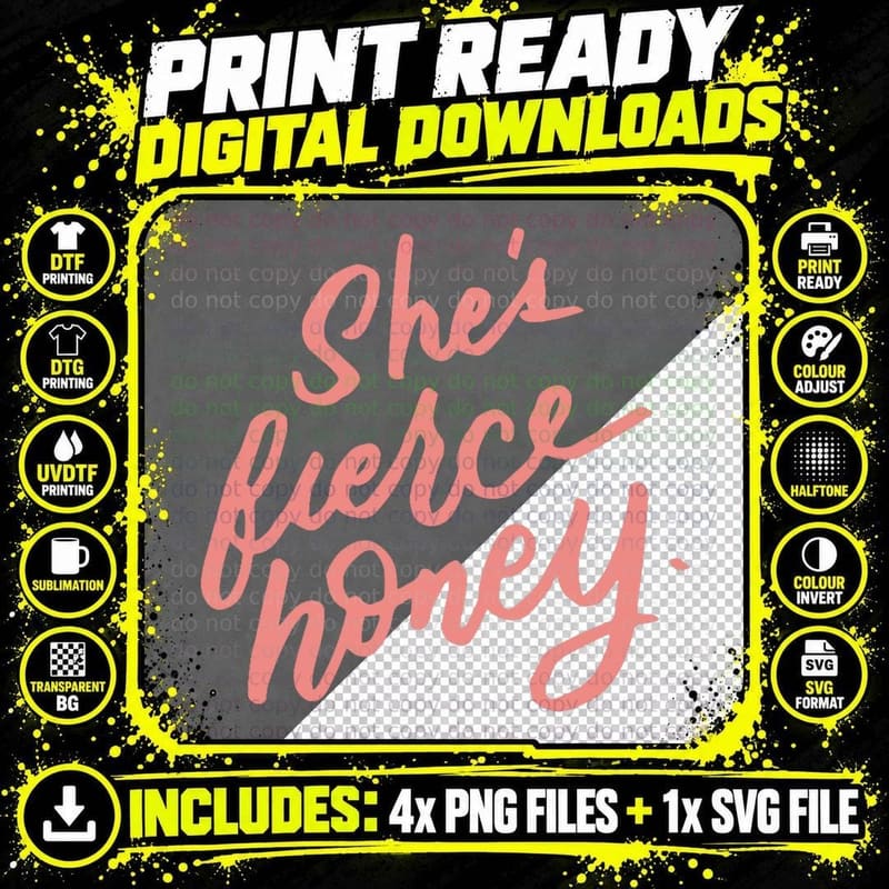 She's Fierce Honey, Gay Pride, Feminism Gifts for Him or Png SVG Digital Bundle