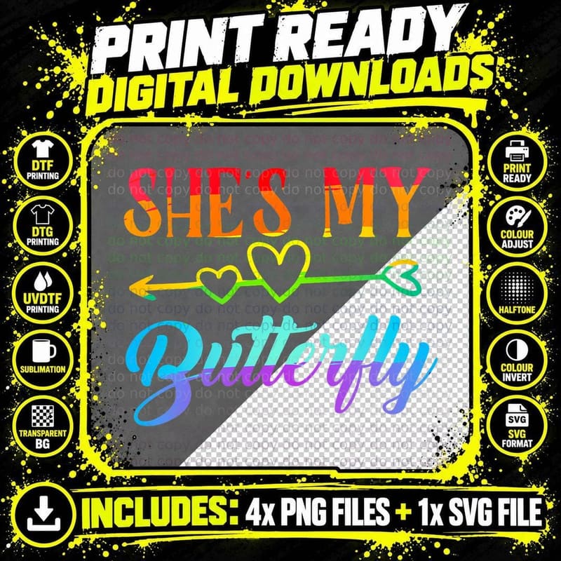 She's My Cupcake Butterfly Matching Lesbian Couple Png SVG Digital Bundle