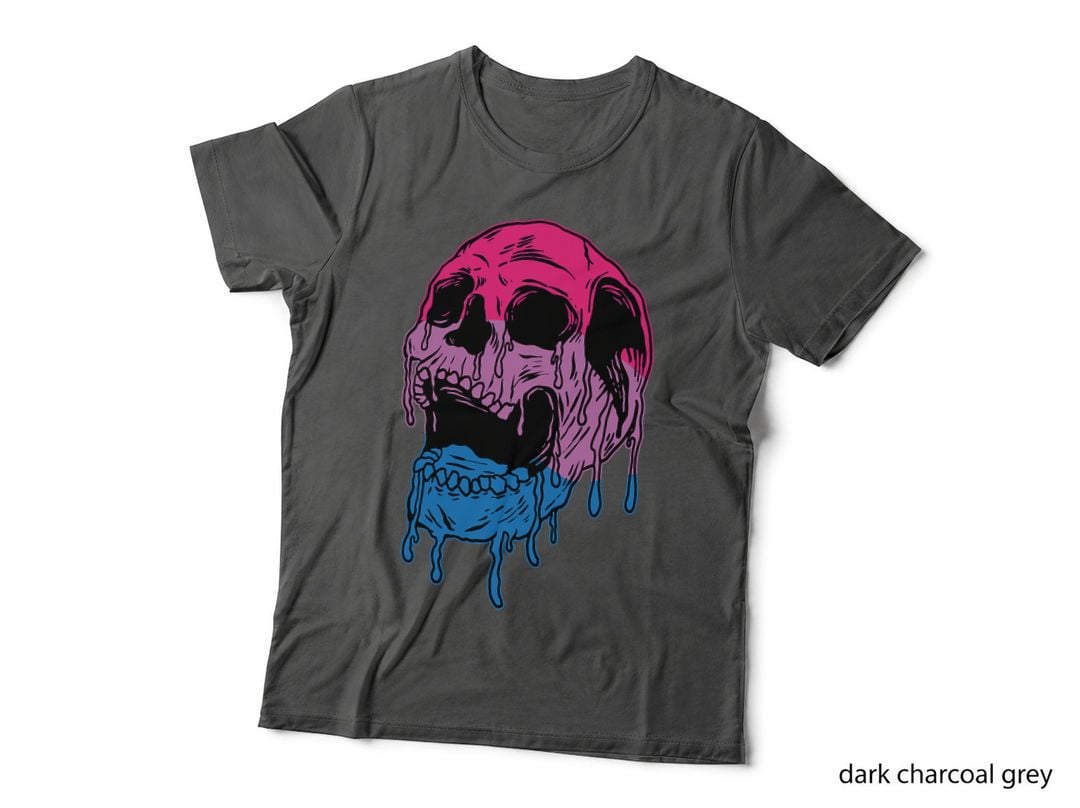 Subtle Bisexual Skull Bi Pride Flag Bisexuality T-Shirt