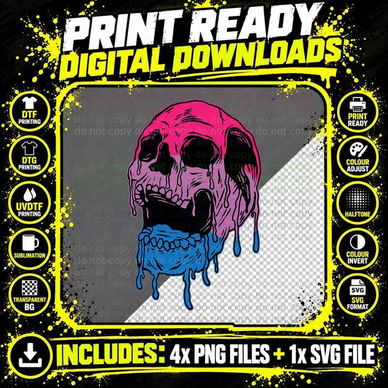 Subtle Bisexual Skull Bi Pride Flag Bisexuality T-Shirt Png SVG Digital Bundle