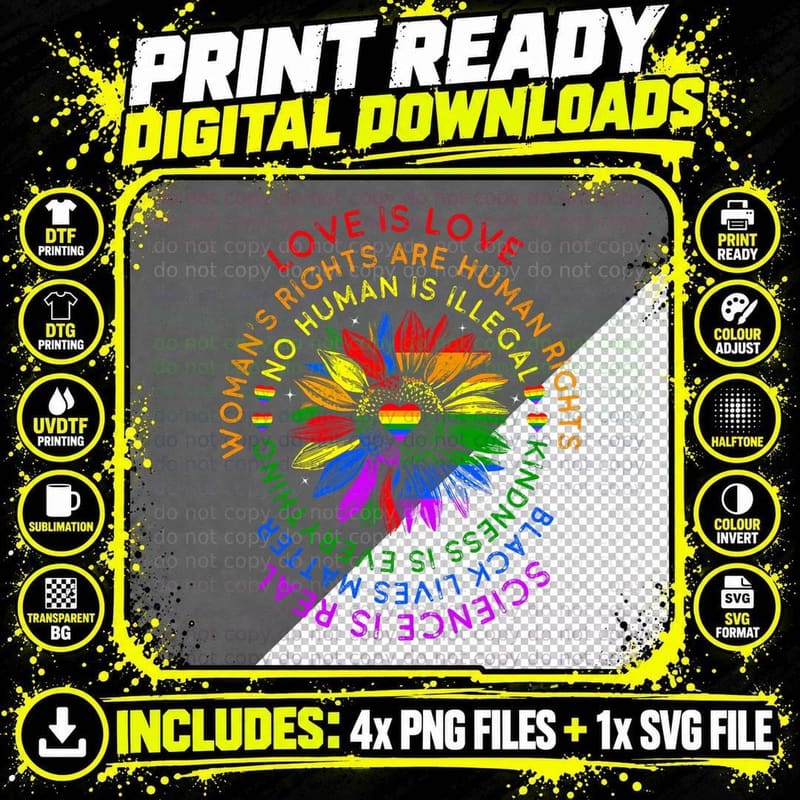 Sunflower Science Is Real Black Lives Matter Pride LGBT Png SVG Digital Bundle