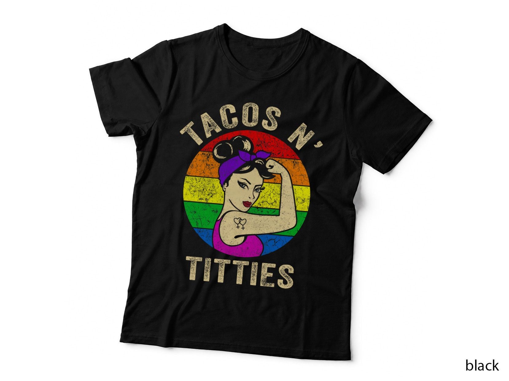 Tacos and Titties Funny LGBT Gay Pride Gifts LGBTQ Lesbian T-Shirt