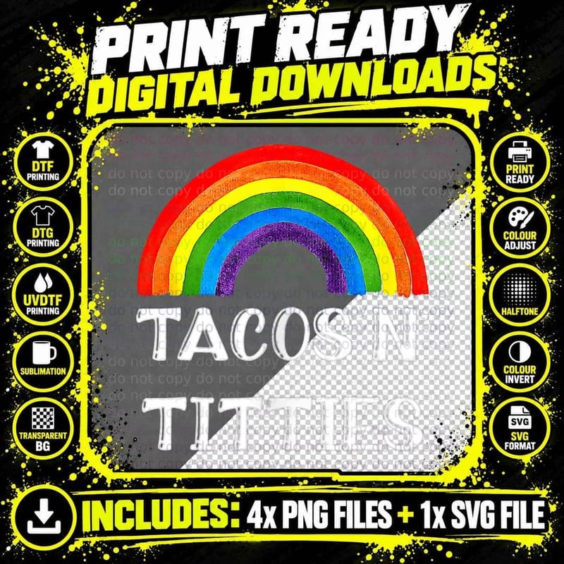 Tacos and Titties Lgbt Gay Pride S Lesbian Lgbtq T-Shirt Png SVG Digital Bundle