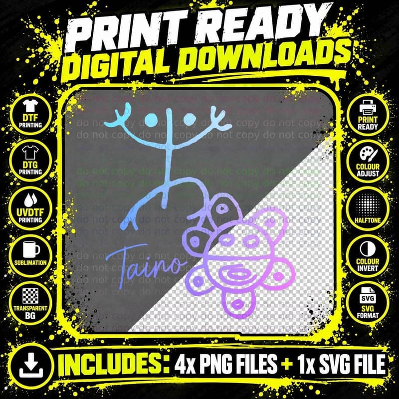 Taino Sun Coqui Puerto Rican Boricua Boriquen Pride Png SVG Digital Bundle