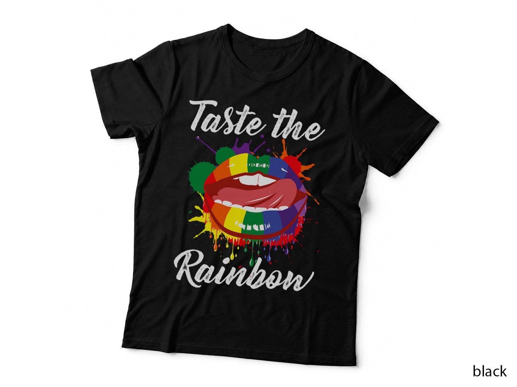 Taste the Rainbow Color Mouth Lips Tongue Lick Saying LGBT T-Shirt