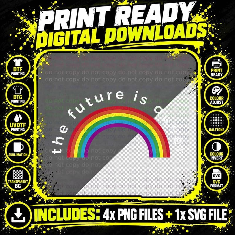 The Future Is Queer Shirt, LGBT Rainbow, Gay P Png SVG Digital Bundle