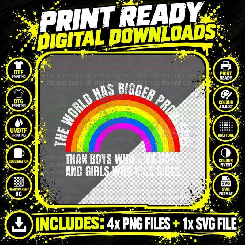 The World Has Bigger Problems Gay Pride Month LGBT Png SVG Digital Bundle