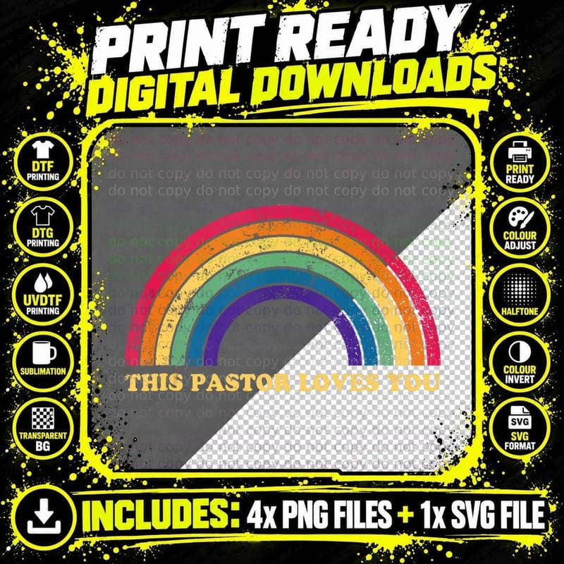 This Pastor Loves You Pride Proud Ally Gay Parade Png SVG Digital Bundle