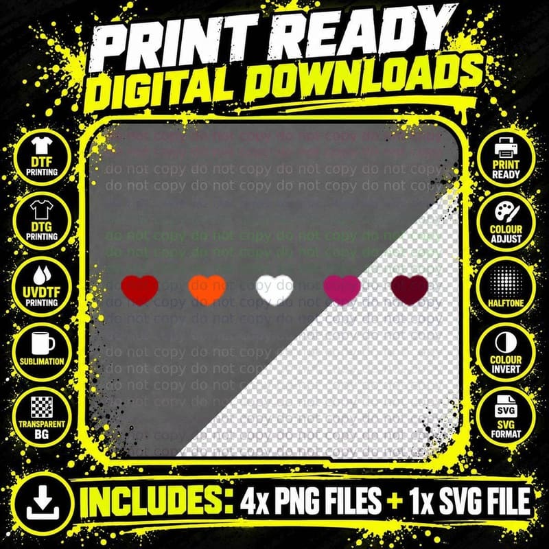 Tiny Hearts Lesbian Flag Subtle Pride Month LGBT Gay Png SVG Digital Bundle