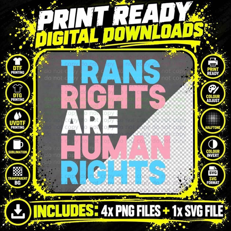 Trans Right Are Human Rights Shirt Transgender LGBTQ Png SVG Digital Bundle