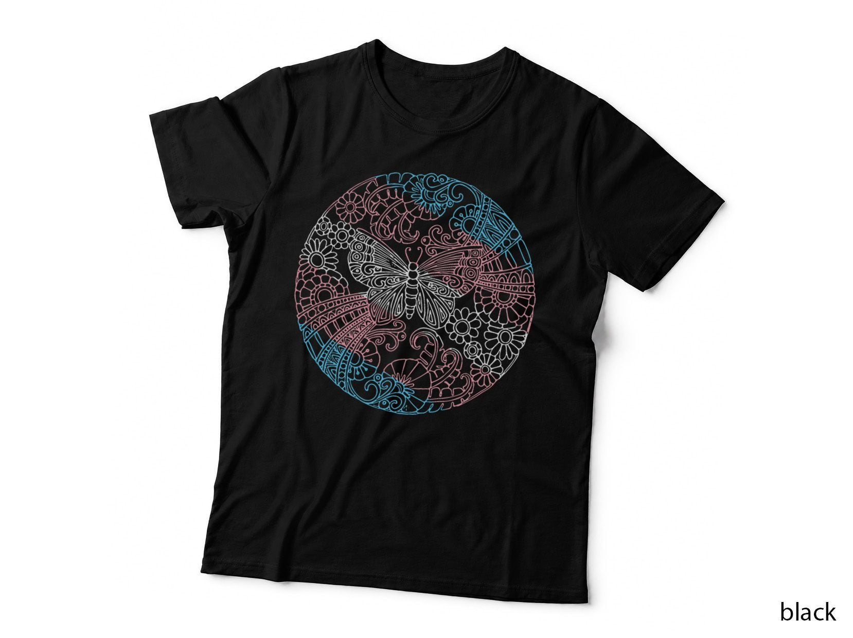 Transgender Pride Flag Butterfly Mandala LGBTQ T Shirt