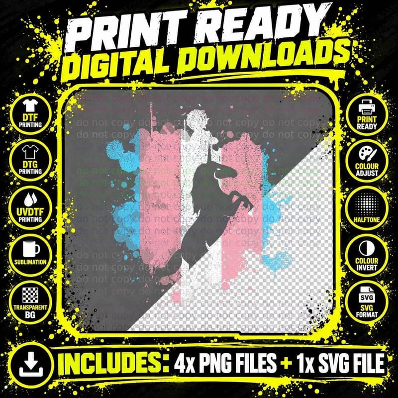 Transsexual Unicorn Trans Pride Month LGBT Transgender Png SVG Digital Bundle