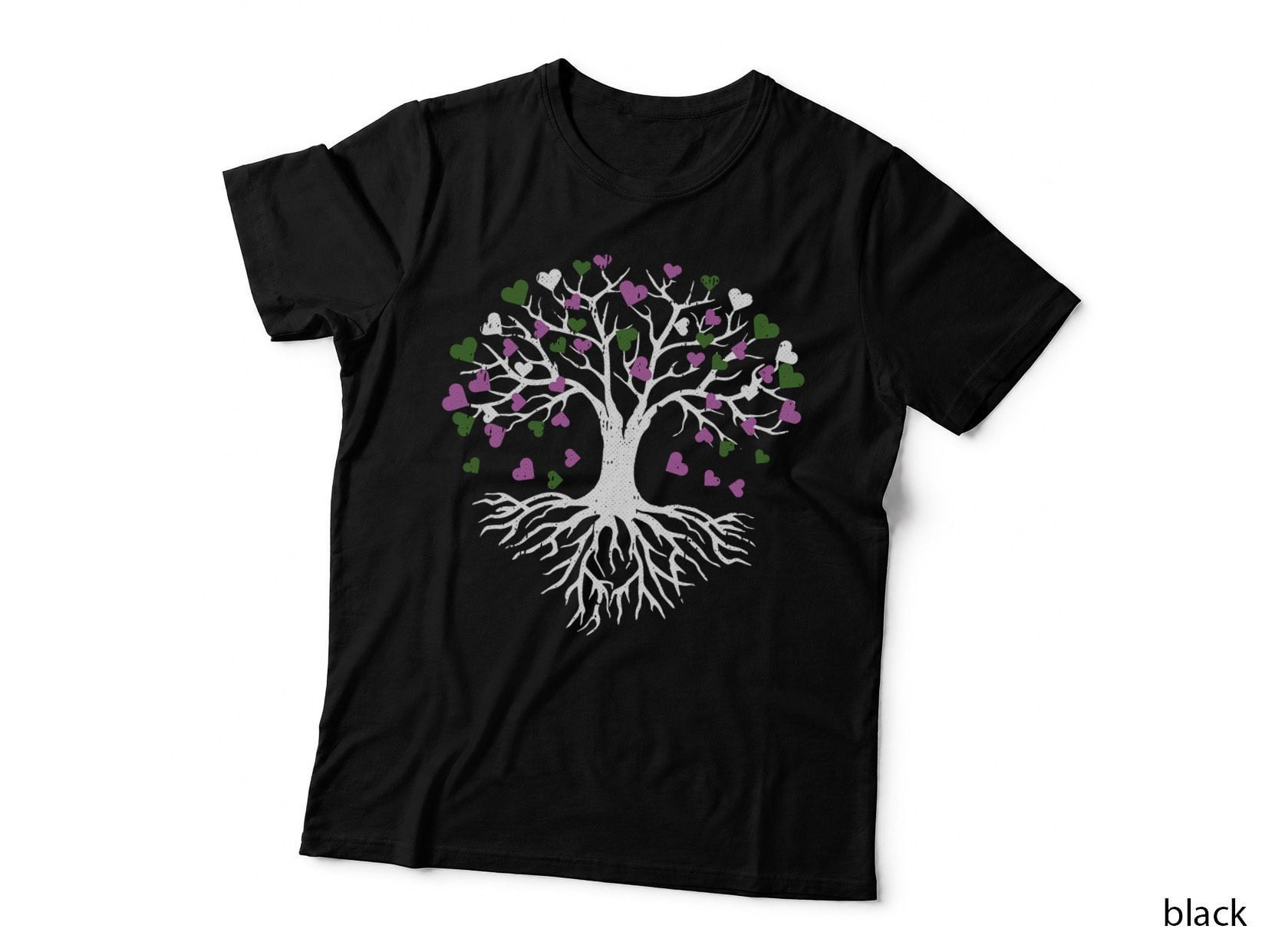Tree Root Gender-Queer Pride Heart Leaves Proud LGBT-Q Ally T-Shirt