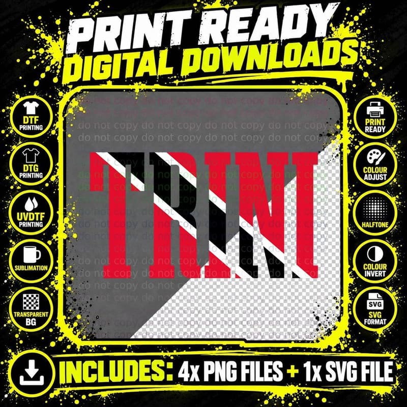 Trinidad & Tobago TRINI Trinidadian Flag Pride T-Shirt Png SVG Digital Bundle