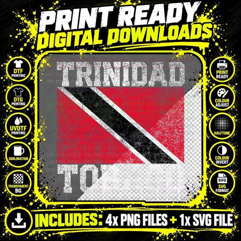 Trinidad and Tobago Flag National Pride Roots Country Png SVG Digital Bundle