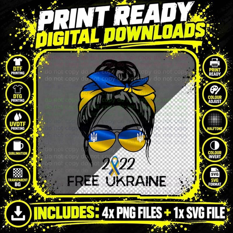 Ukrainian Flag, Ukraine Pride Women Messy Bun Free Png SVG Digital Bundle