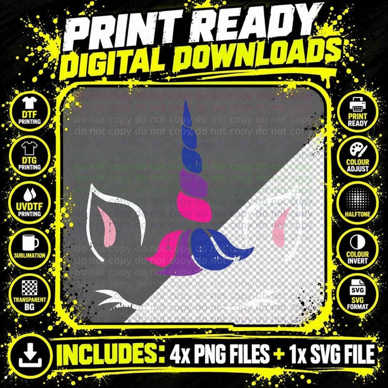 Unicorn Costume Bisexual Pride Magical Proud LGBT-Q Ally Png SVG Digital Bundle
