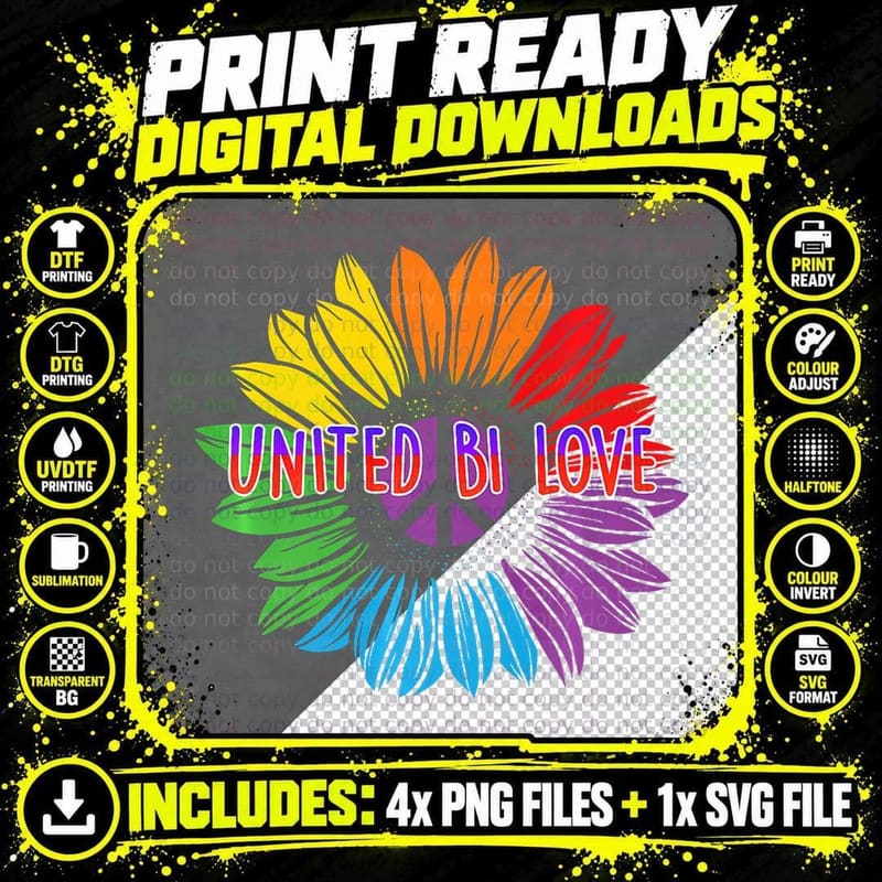 United Bi Love Bisexual LGBTQ Bi Pride LGBT Gay Co Png SVG Digital Bundle