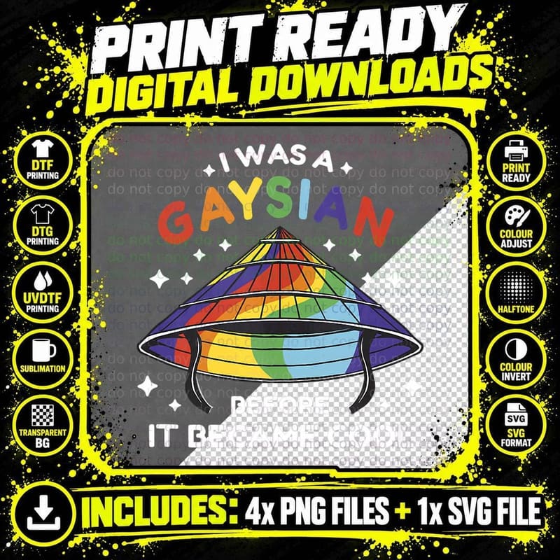 VXL Gay Pride Gaysian LGBT Rainbow Colors Asian Vintage Png SVG Digital Bundle