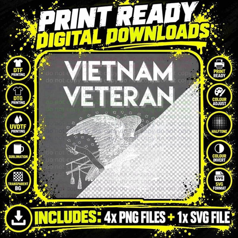 Vietnam Veteran T-Shirt POW MIA Vets Gift Military Pride Png SVG Digital Bundle