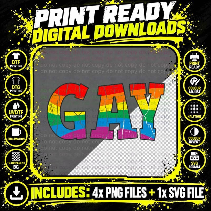 Vintage Gay Pride Rainbow LGBT Pride T-Shirt Png SVG Digital Bundle
