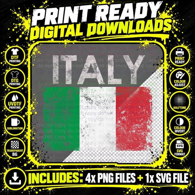Vintage Italian Italy Flag Pride Gift T-Shirt Png SVG Digital Bundle