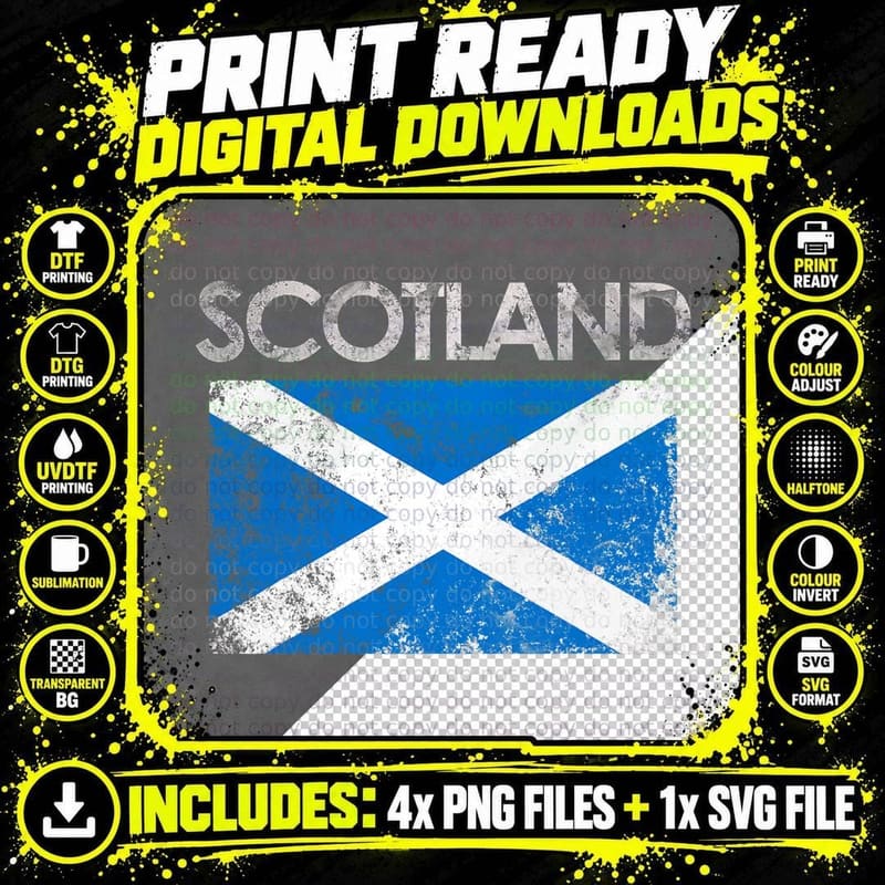 Vintage Scotland UK Scottish Flag Pride Gift T-Shirt Png SVG Digital Bundle
