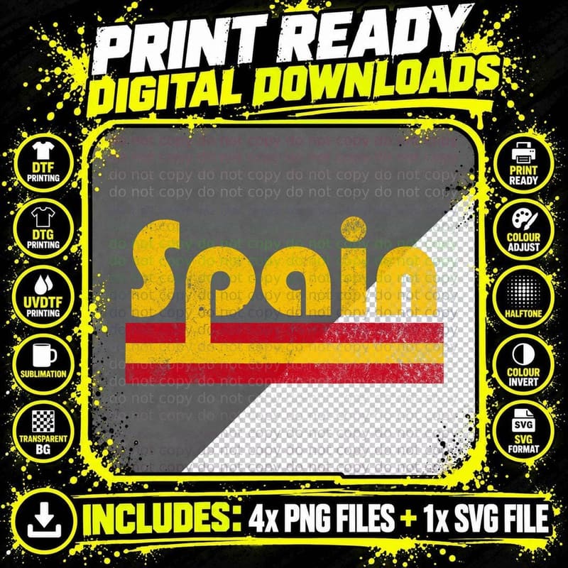 Vintage Spanish Flag Spain Pride Roots Heritage Gift Png SVG Digital Bundle