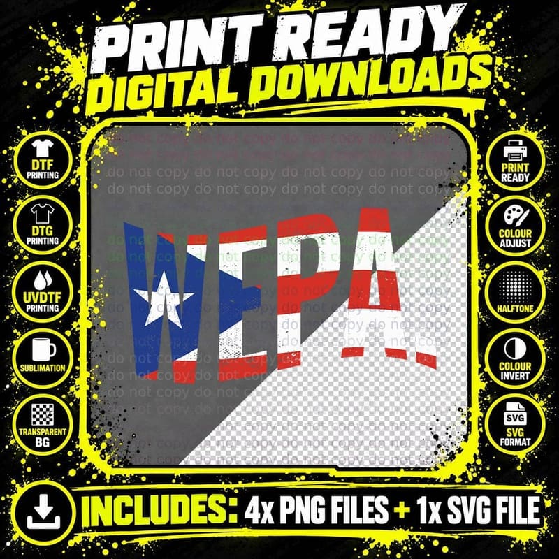 Wepa Proud Puerto Rican Latino Pride Latina Puerto Rico Png SVG Digital Bundle