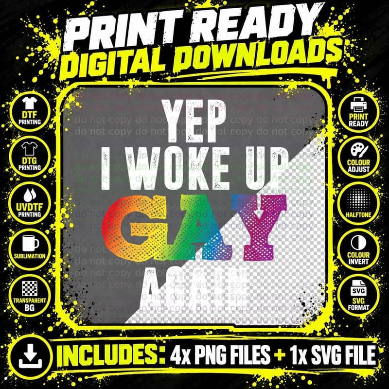Woke up Gay - Pride Rainbow Queer Gay CSD Party LGBTQ Png SVG Digital Bundle