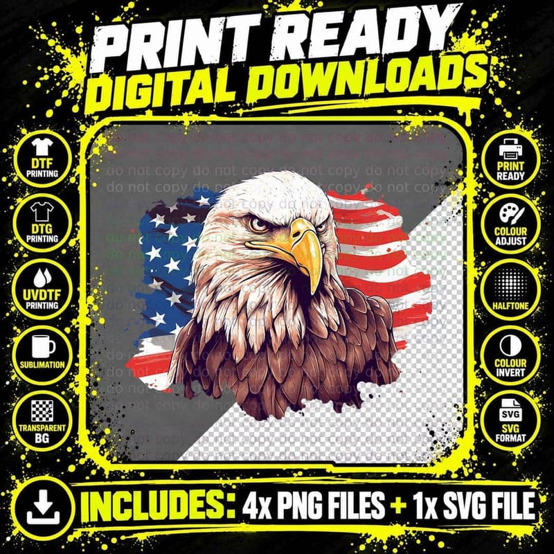 4th July American Pride American Eagle Symbol of Freedom Png SVG Digital Bundle